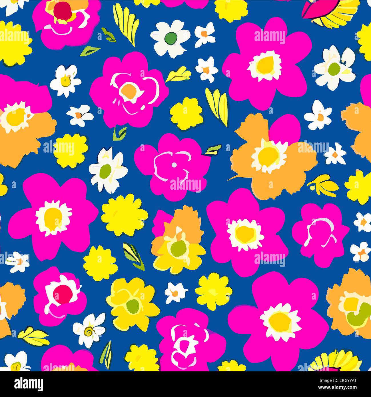 Traditional floral pattern. The colorful flowers are bright and cheerful. The flowers are arranged in an organic, random pattern, creating a unique an Stock Vector