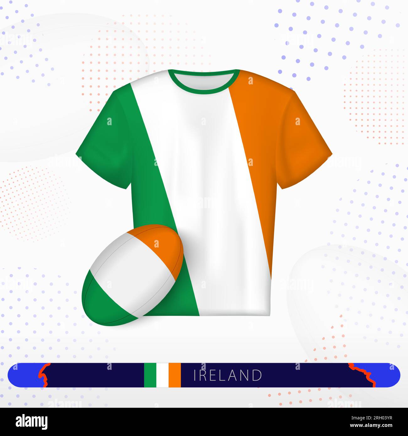 Ireland rugby jersey with rugby ball of Ireland on abstract sport background. Jersey design. Stock Vector