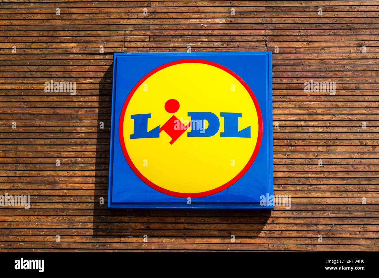 Lidl logo on a sign, Scotland, UK, Europe Stock Photo