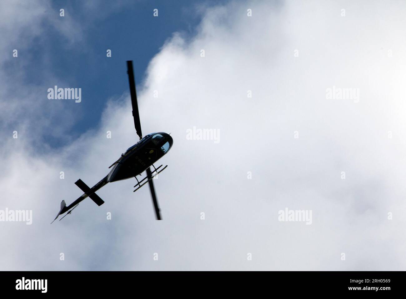 Bell 206B JetRanger 2 Helicopter flying over Cheddar Gorge in Somerset ...