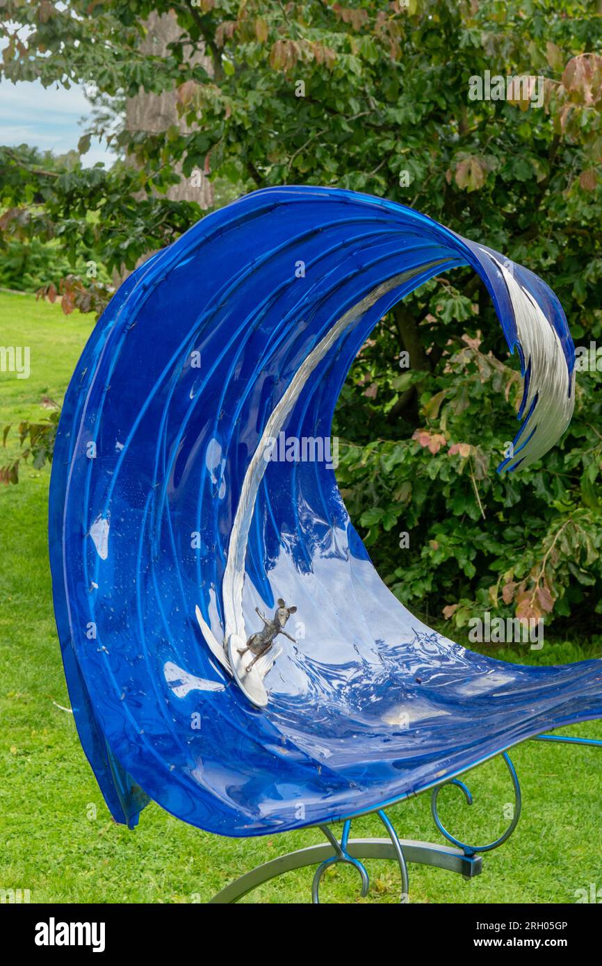 Surfing Mouse Sculpture at Burghley House, Stamford, Lincolnshire, England Stock Photo