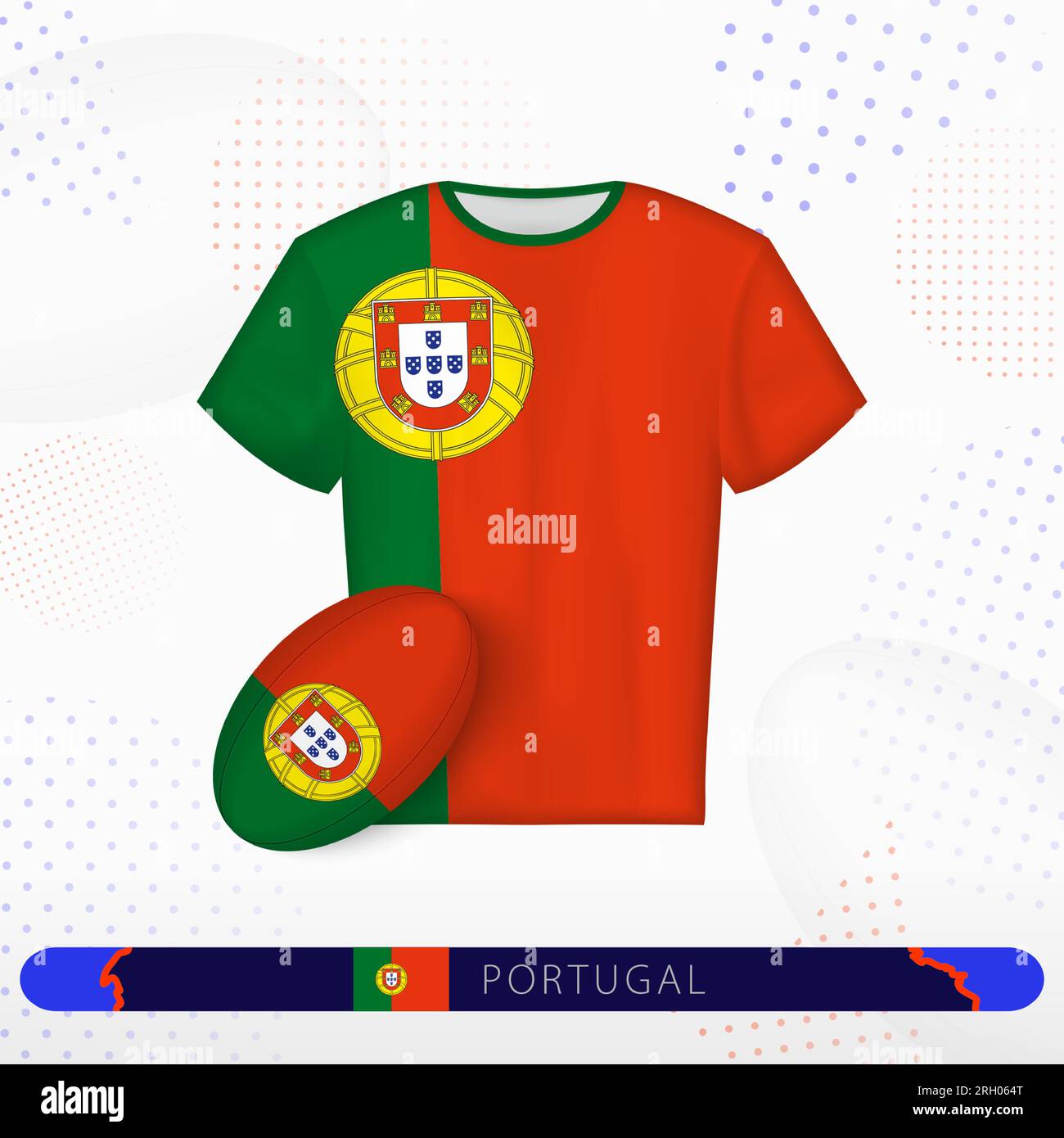 Portugal rugby jersey with rugby ball of Portugal on abstract sport