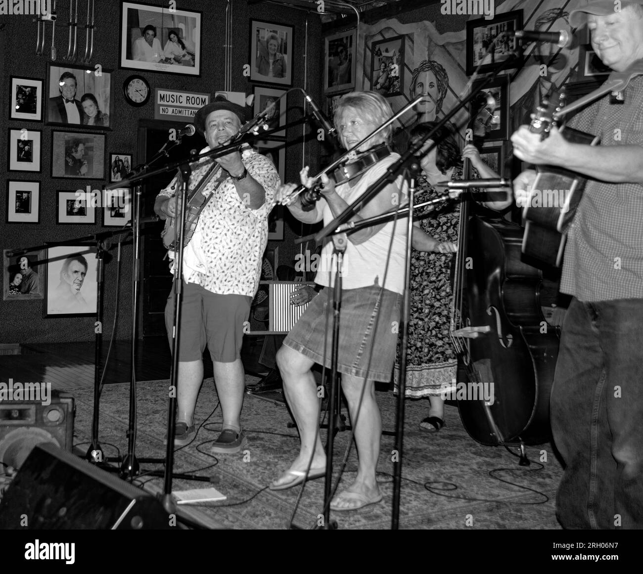 A string band (Leftover Biscuits) performs at the Carter Fold, a country music and bluegrass music venue in rural Southwest Virginia. Stock Photo