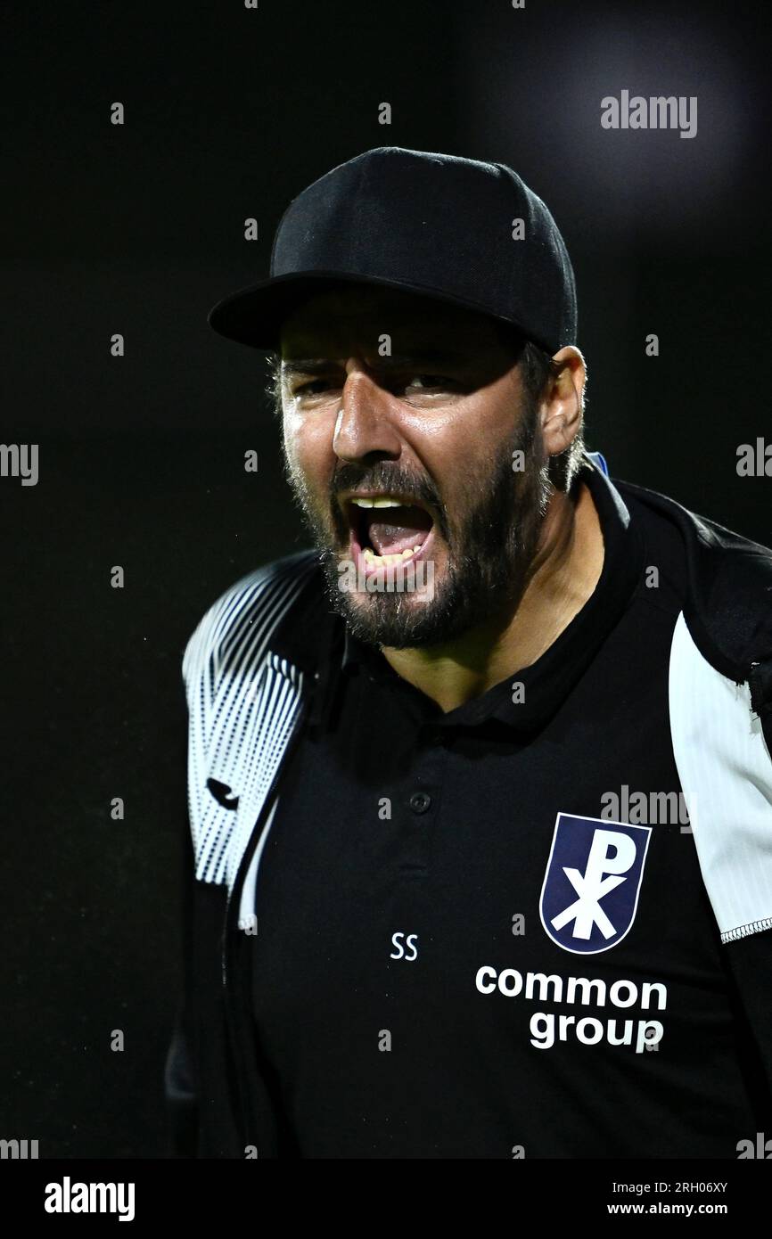 Maasmechelen, Belgium. 12th Aug, 2023. Patro Eisden's head coach Stijn