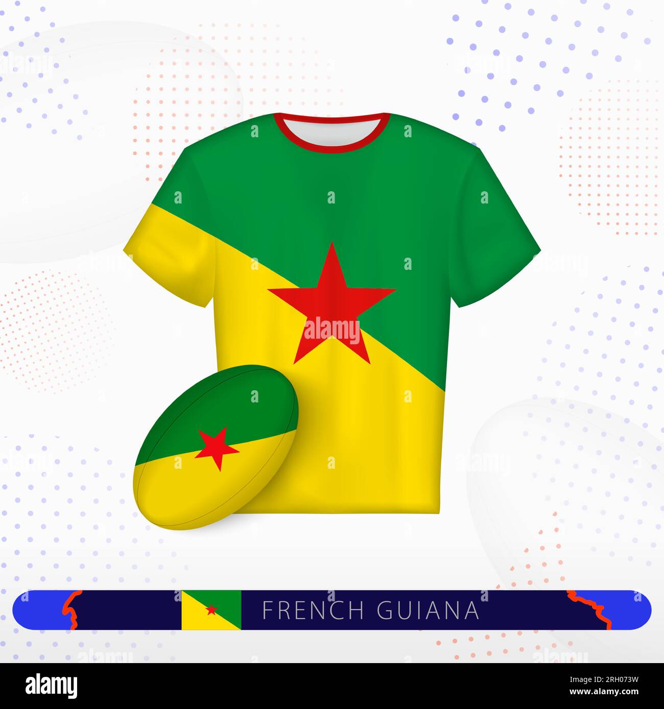 French Guiana rugby jersey with rugby ball of French Guiana on abstract