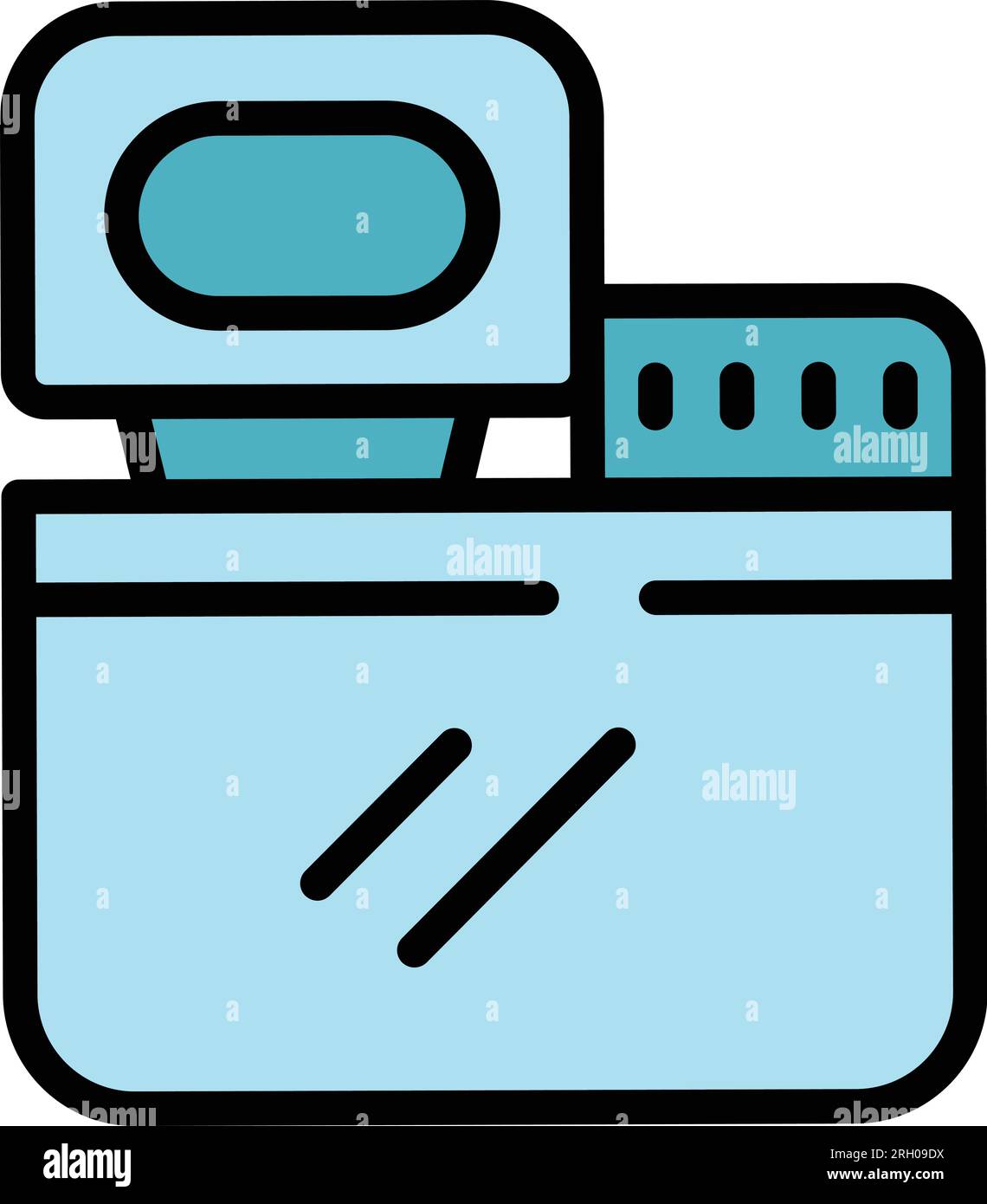 Button bread machine icon outline vector. Kitchen food. Cooking bakery color flat Stock Vector
