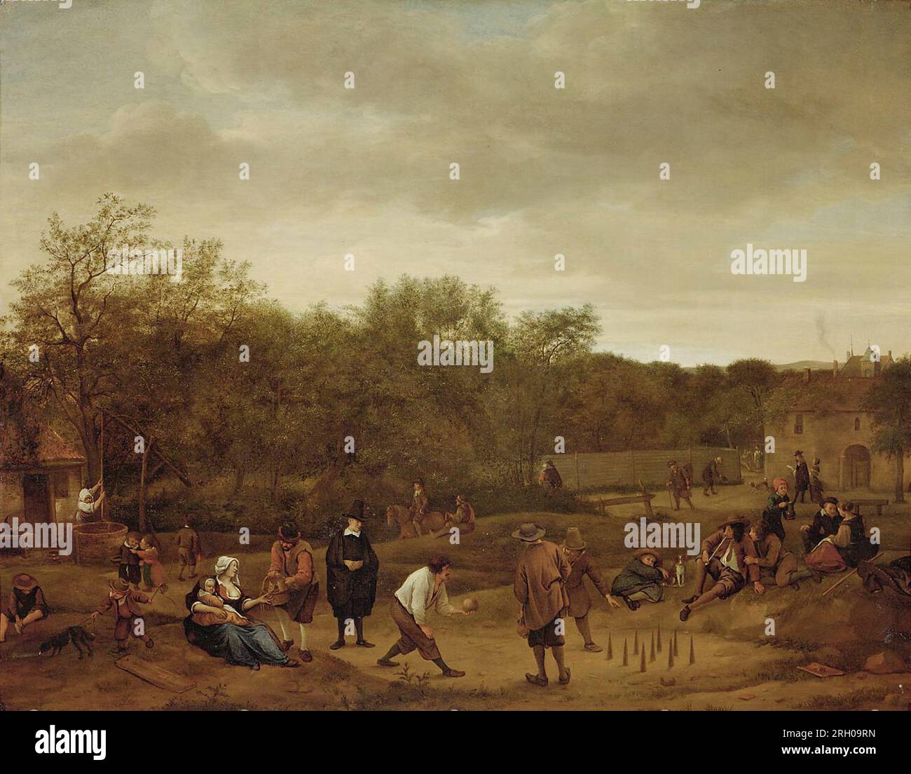 Peasants playing Skittles circa 1655 by Jan Steen Stock Photo