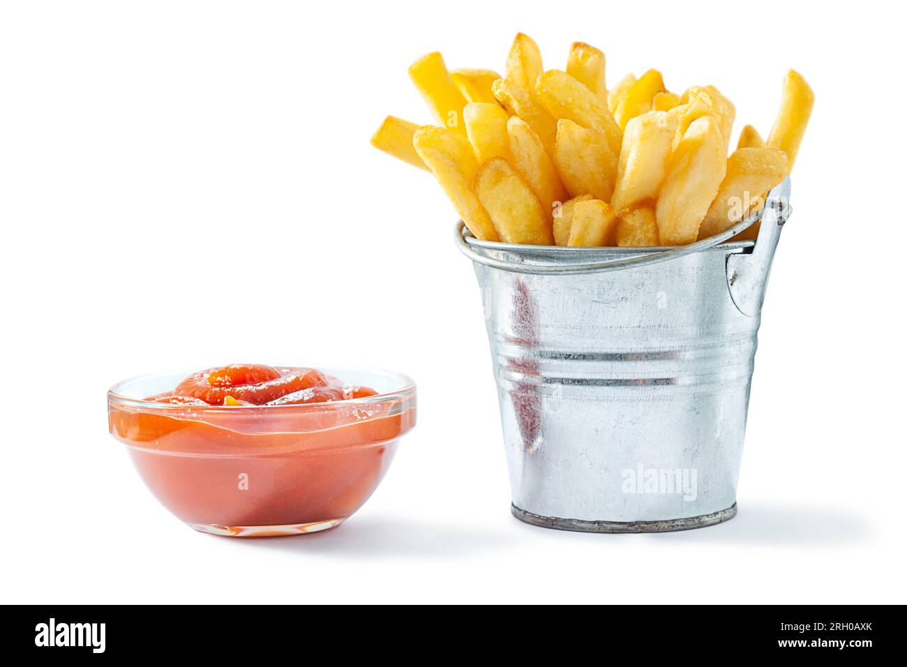 Ketchup And Fries Potato Isolated Stock Photo Alamy