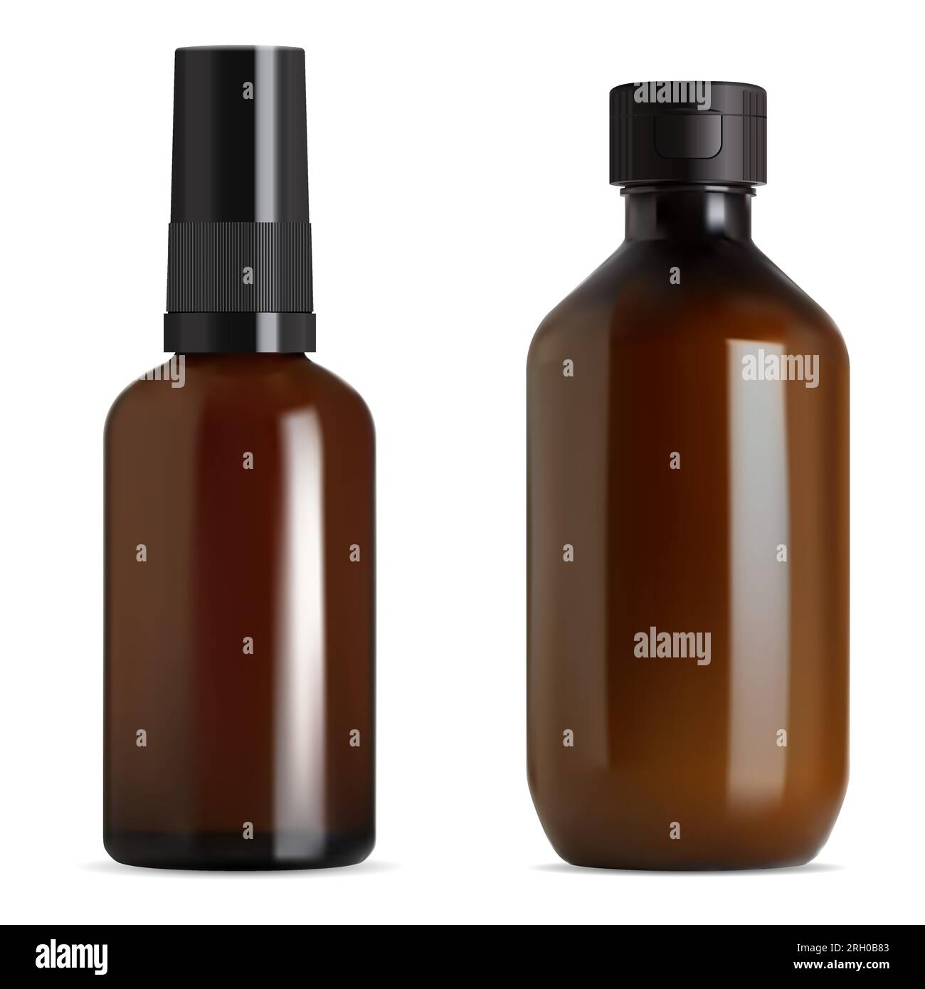 Syrup bottle. Brown glass vial, essential oil bottle blank mockup