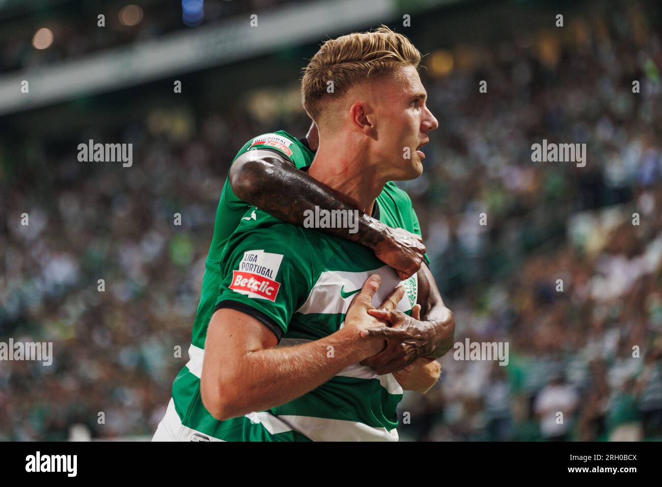 Viktor Gyokeres scores a goal during Liga Portugal 23/24 game between  Sporting CP and FC Vizela at Estadio Jose Alvalade, Lisbon, Portugal.  (Maciej Stock Photo - Alamy