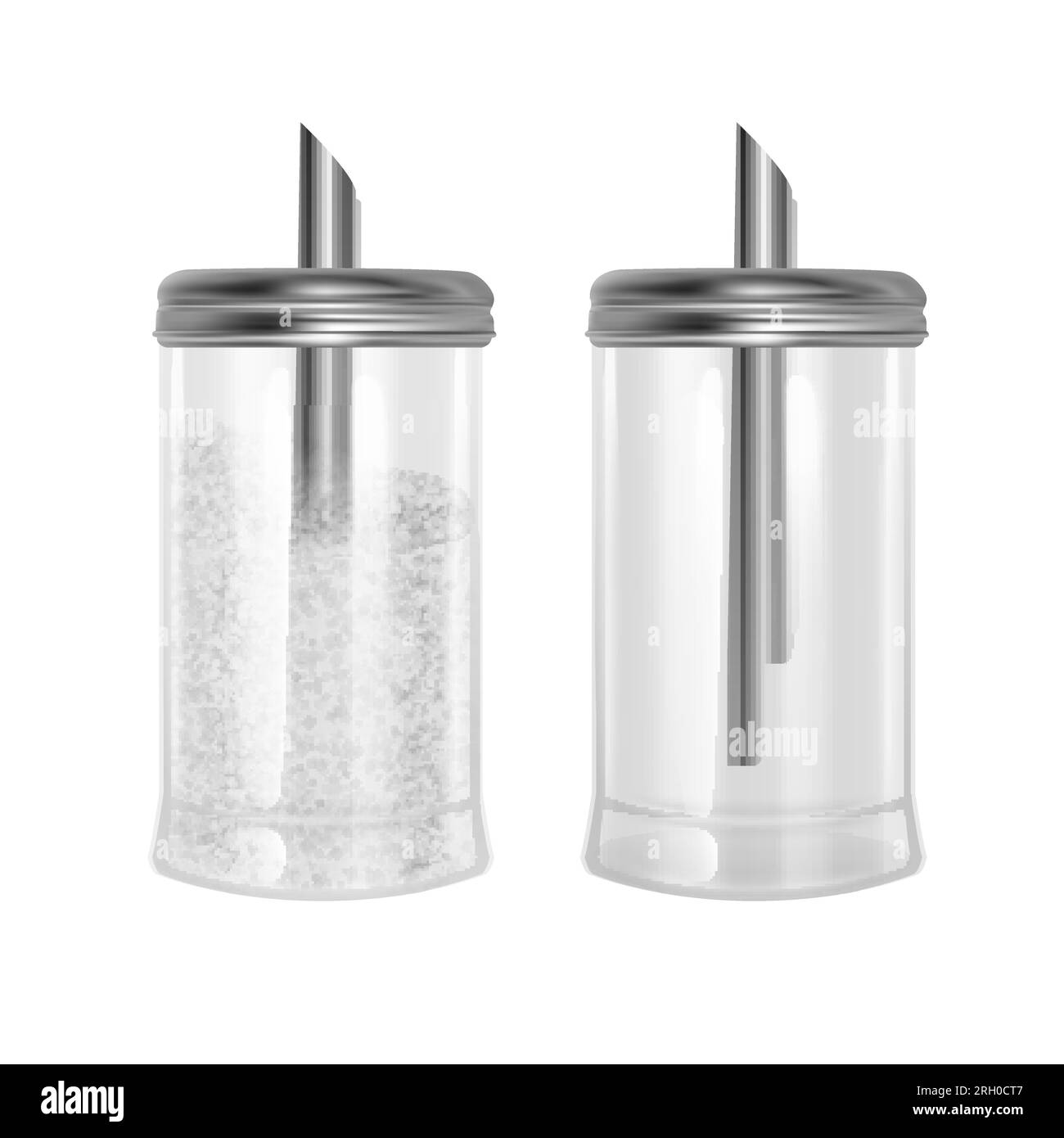 Sugar bowl isolated on a white background, Set of full and empty Sugar