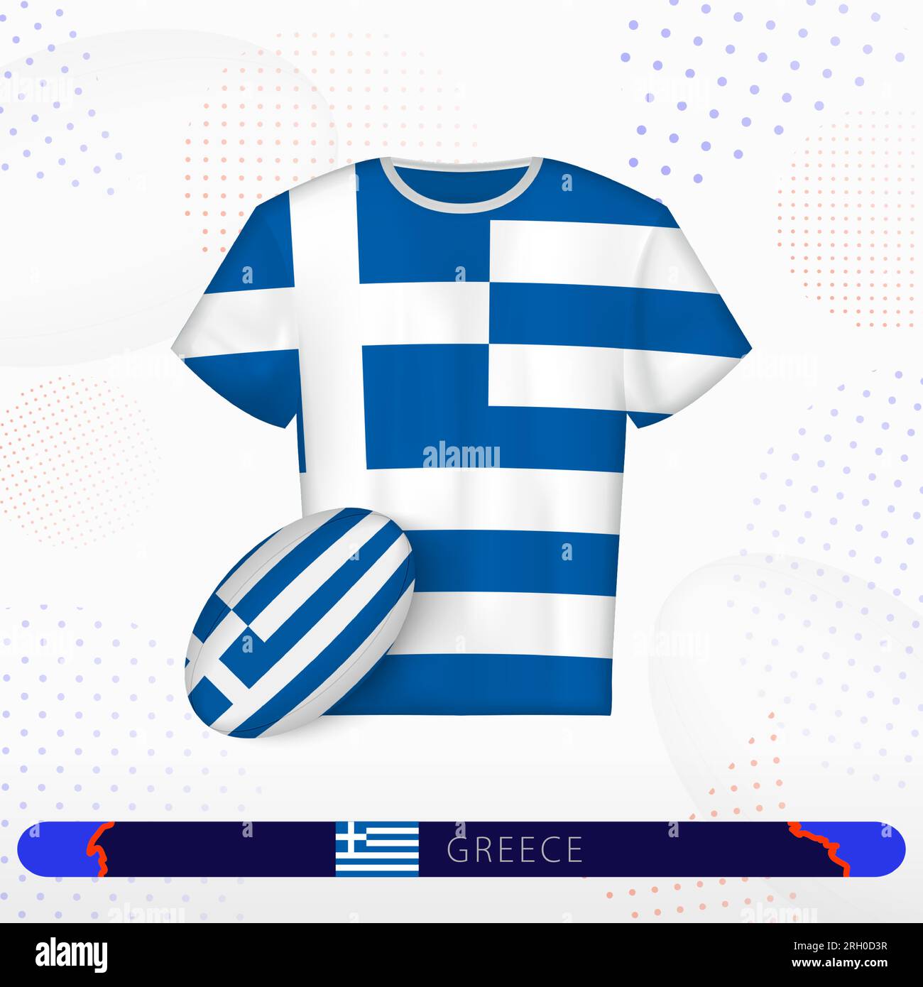 Greece rugby jersey with rugby ball of Greece on abstract sport