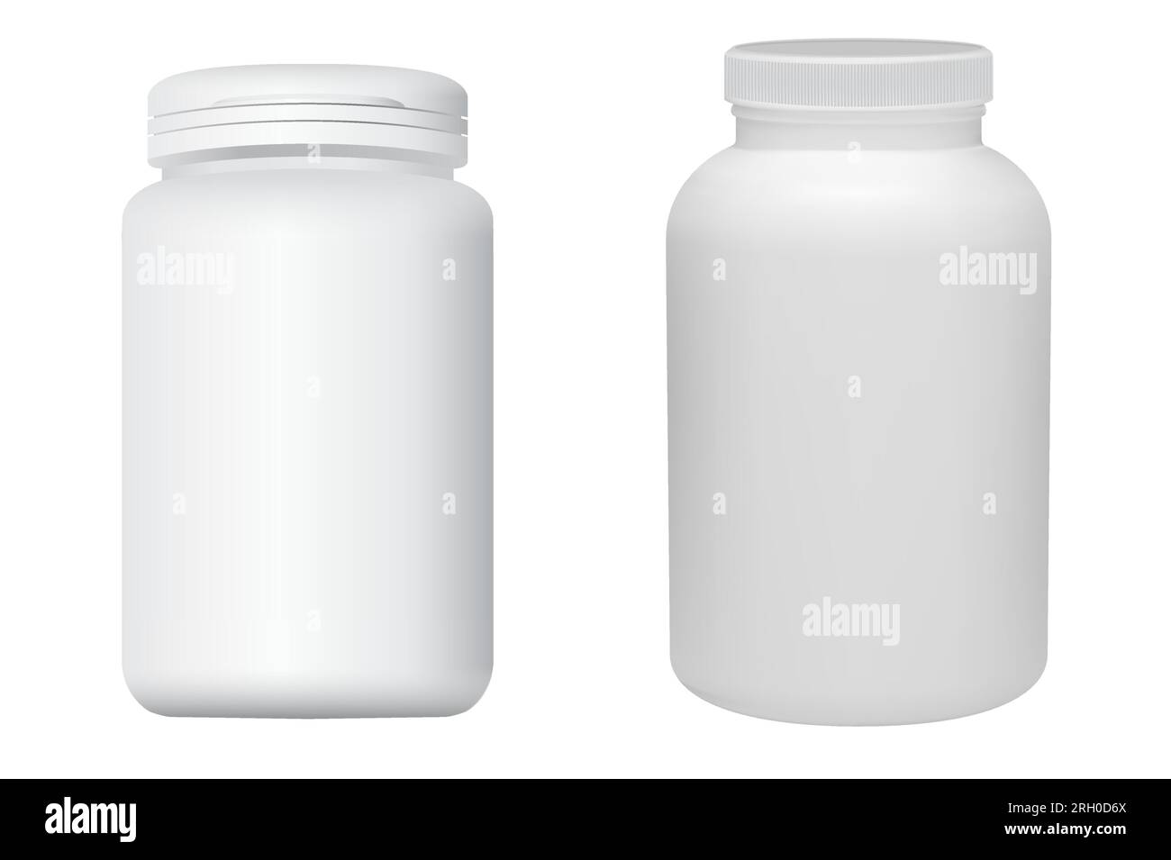 Pill bottle mockup. Medicine drug jar, white plastic supplement capsule