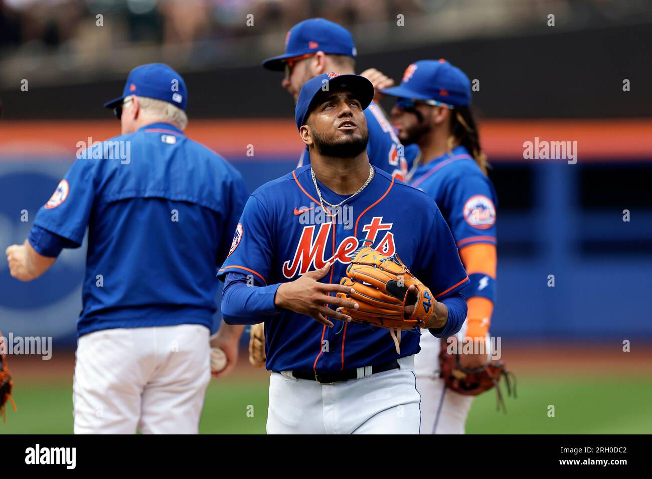 New York Mets pitcher Denyi Reyes throws against the Atlanta Braves during  the first inning in the first baseball game of a doubleheader on Saturday,  Aug. 12, 2023, in New York. (AP