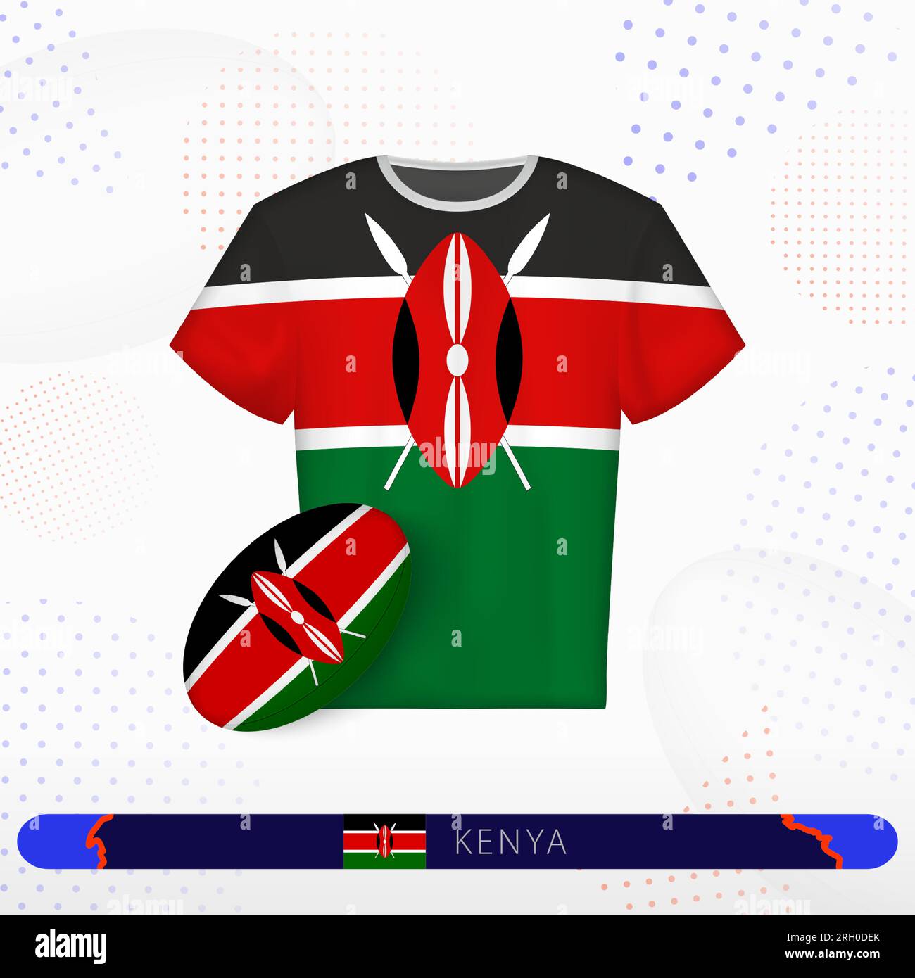 Kenya rugby jersey with rugby ball of Kenya on abstract sport background. Jersey design. Stock Vector