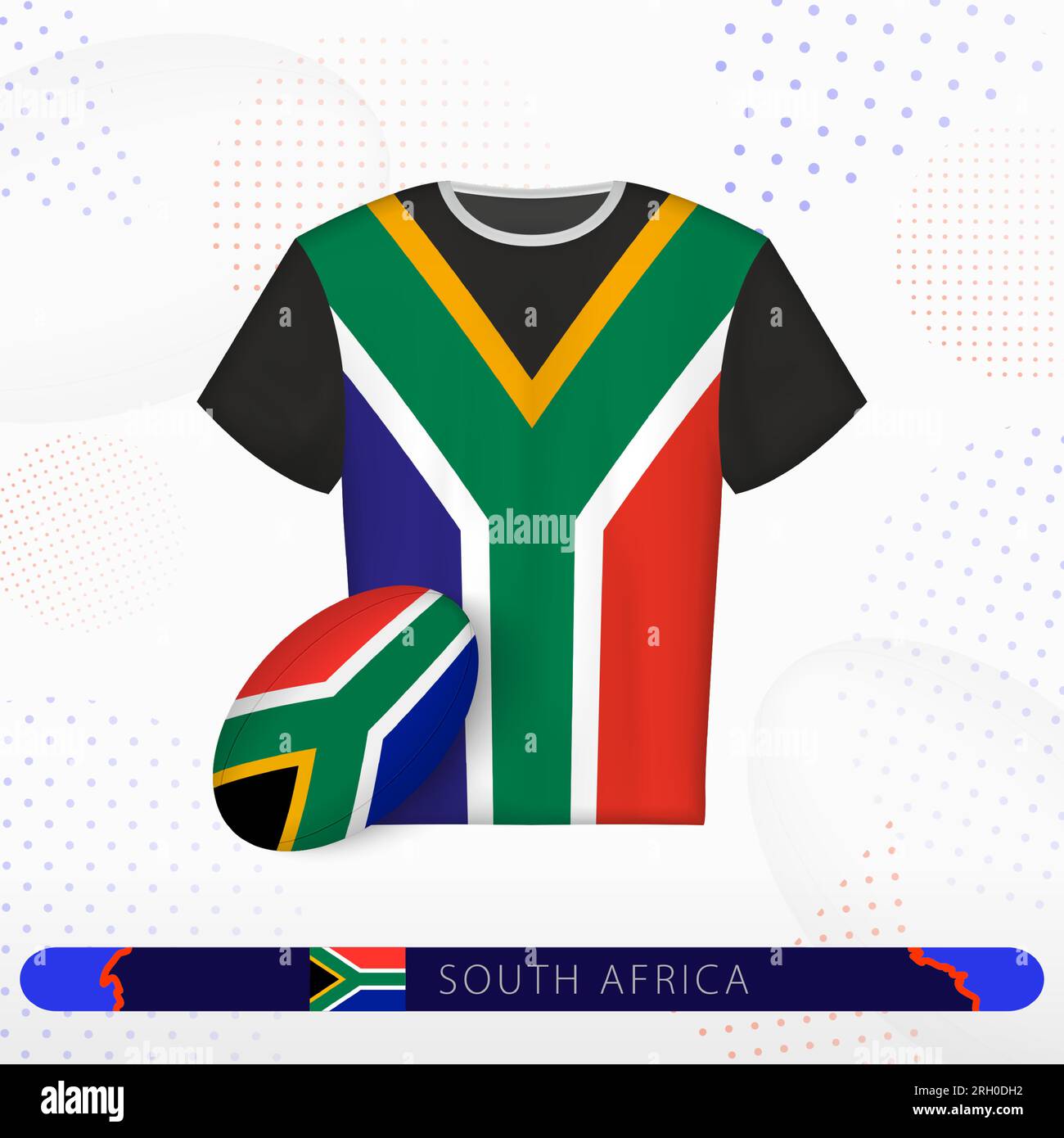 South Africa rugby jersey with rugby ball of South Africa on abstract