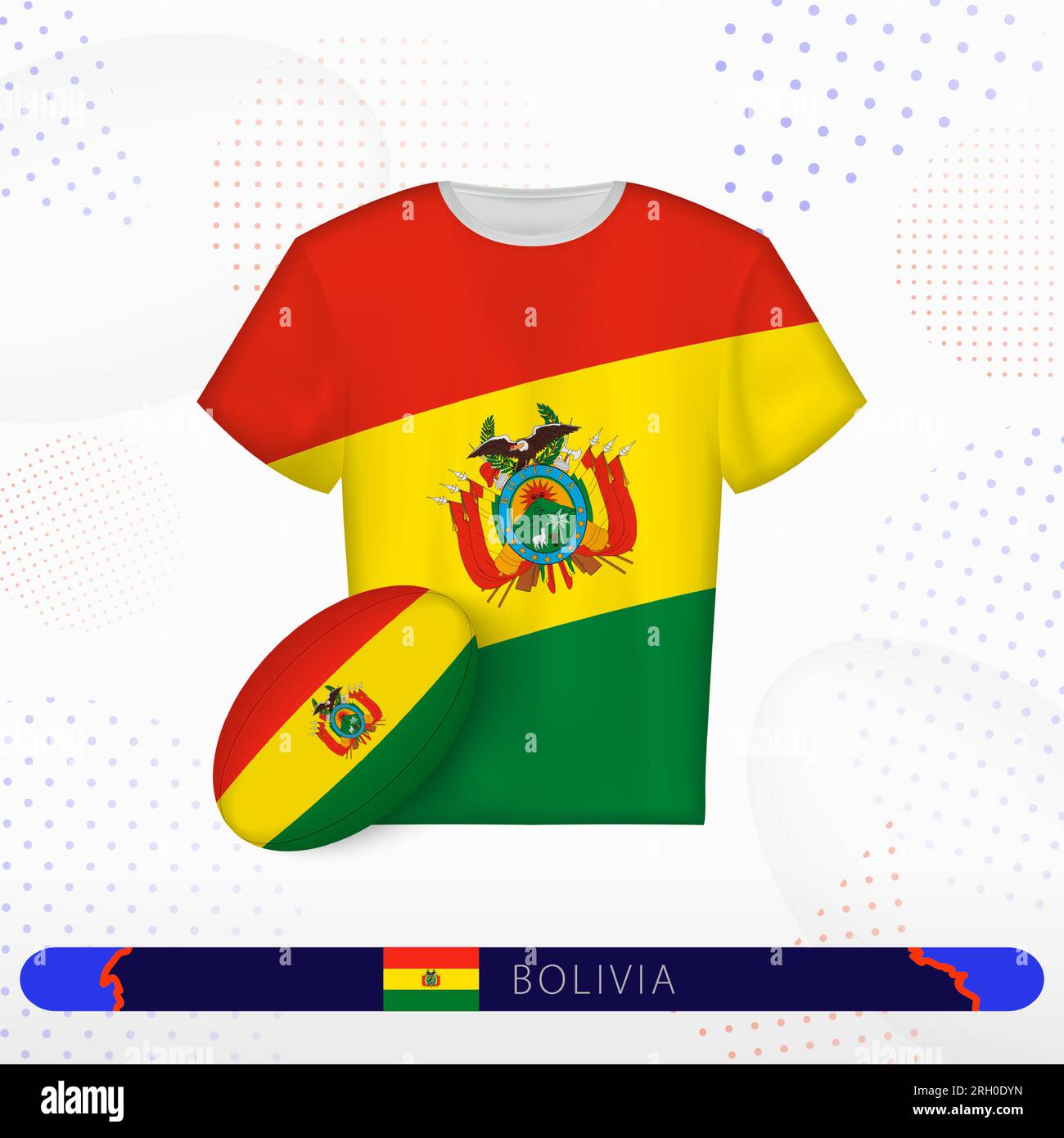 Bolivia rugby jersey with rugby ball of Bolivia on abstract sport ...