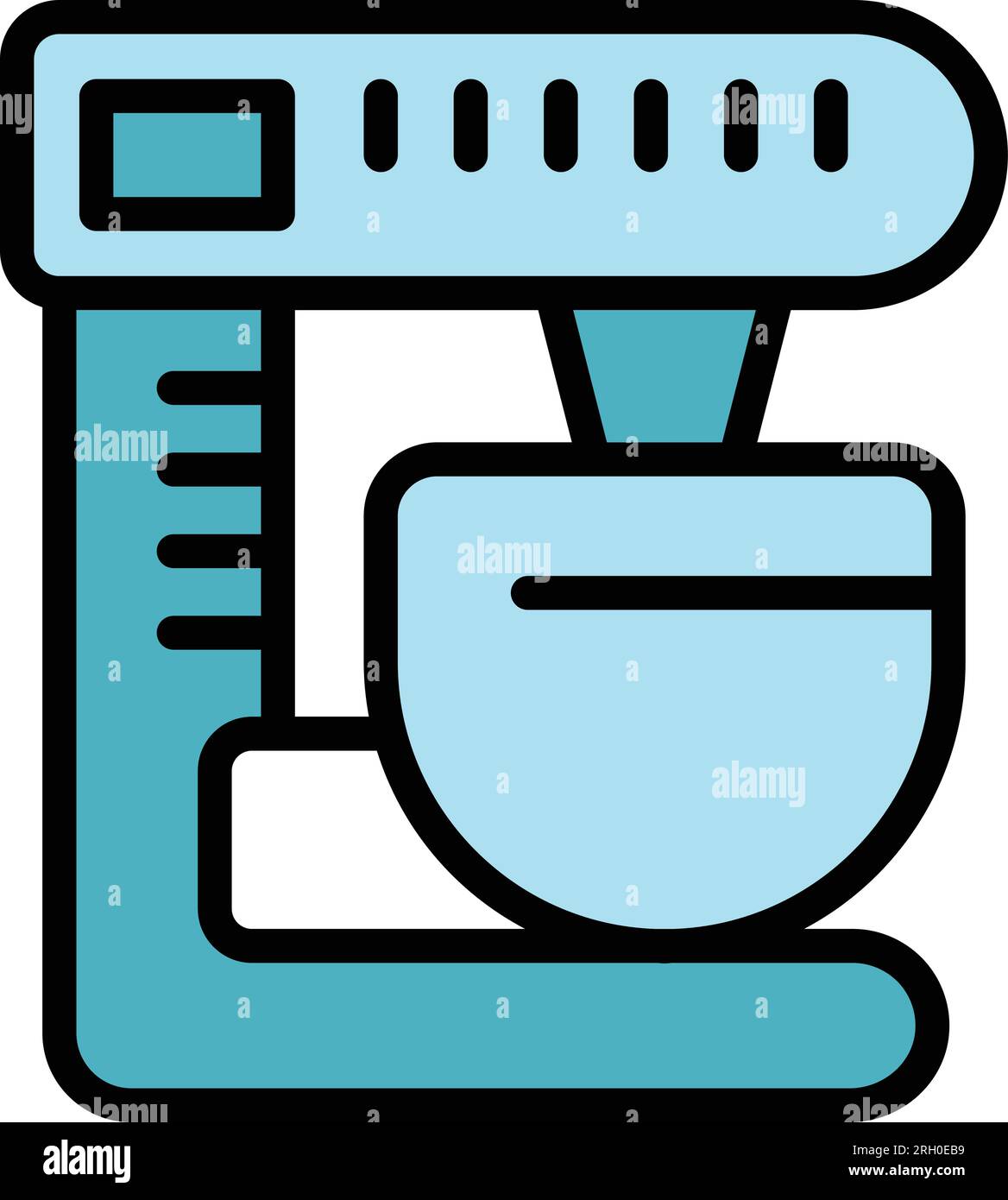 Food processor icon outline vector. Kitchen machine. Button control color flat Stock Vector
