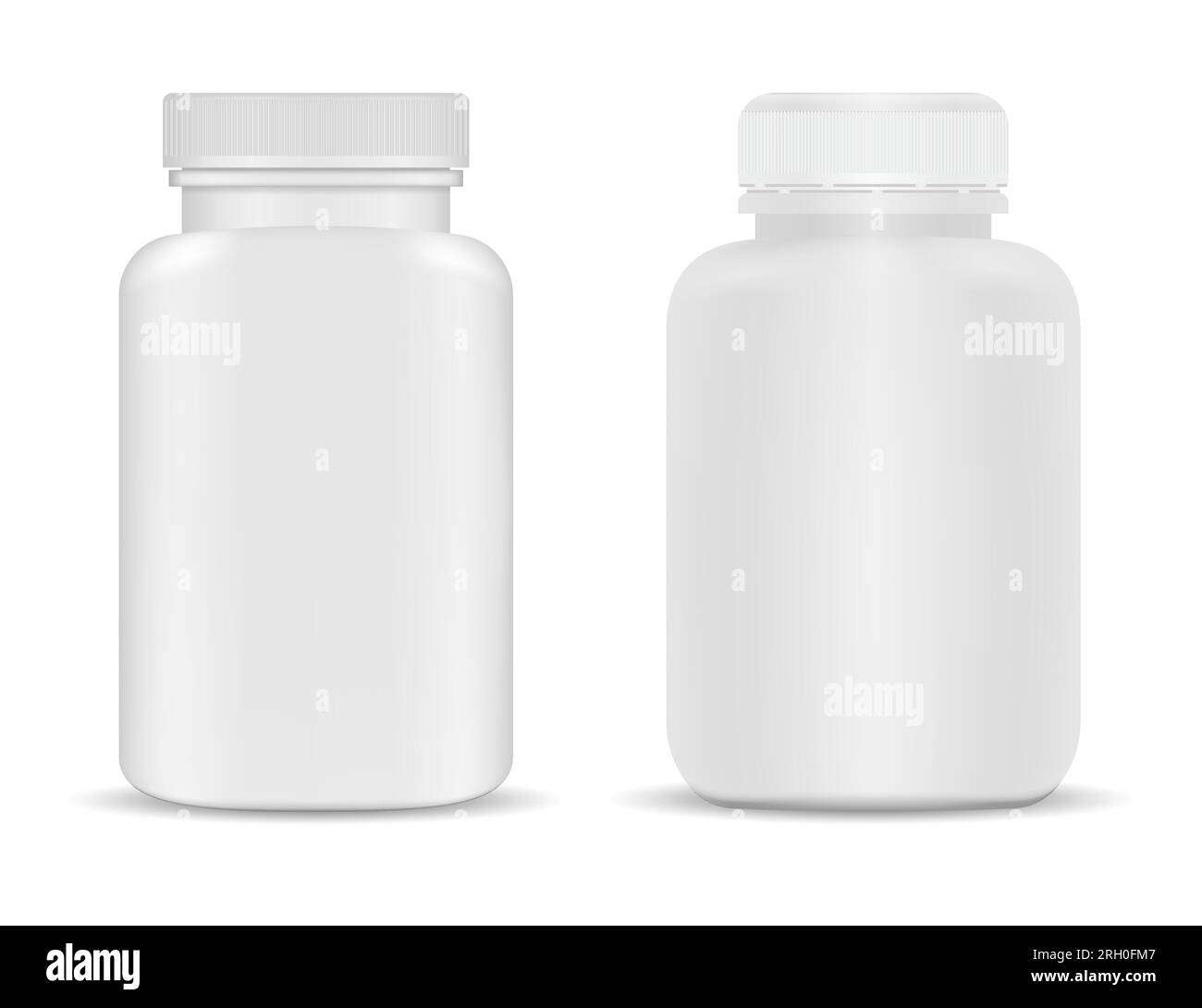Pill bottle. Medicine supplement bottle mockup, 3d vector blank