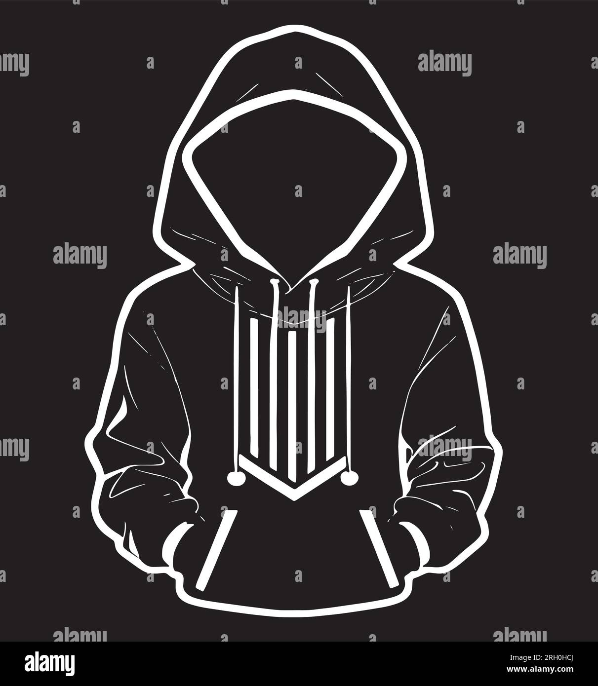 Silhouette of hacker wearing black hoodie sweatshirt. vector ...