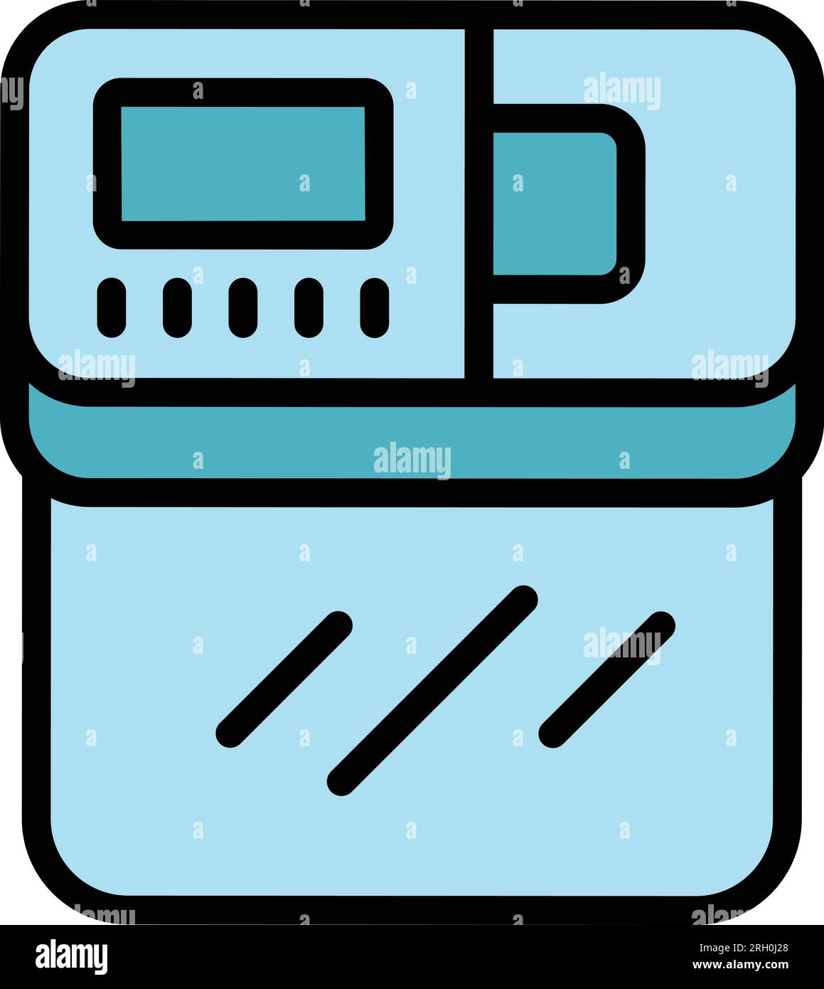 Bakery bread machine icon outline vector. Food processor. Button control color flat Stock Vector