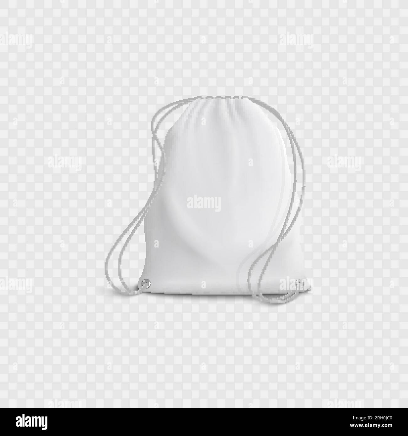 Realistic 3d white blank bag and backpack with drawstring on a