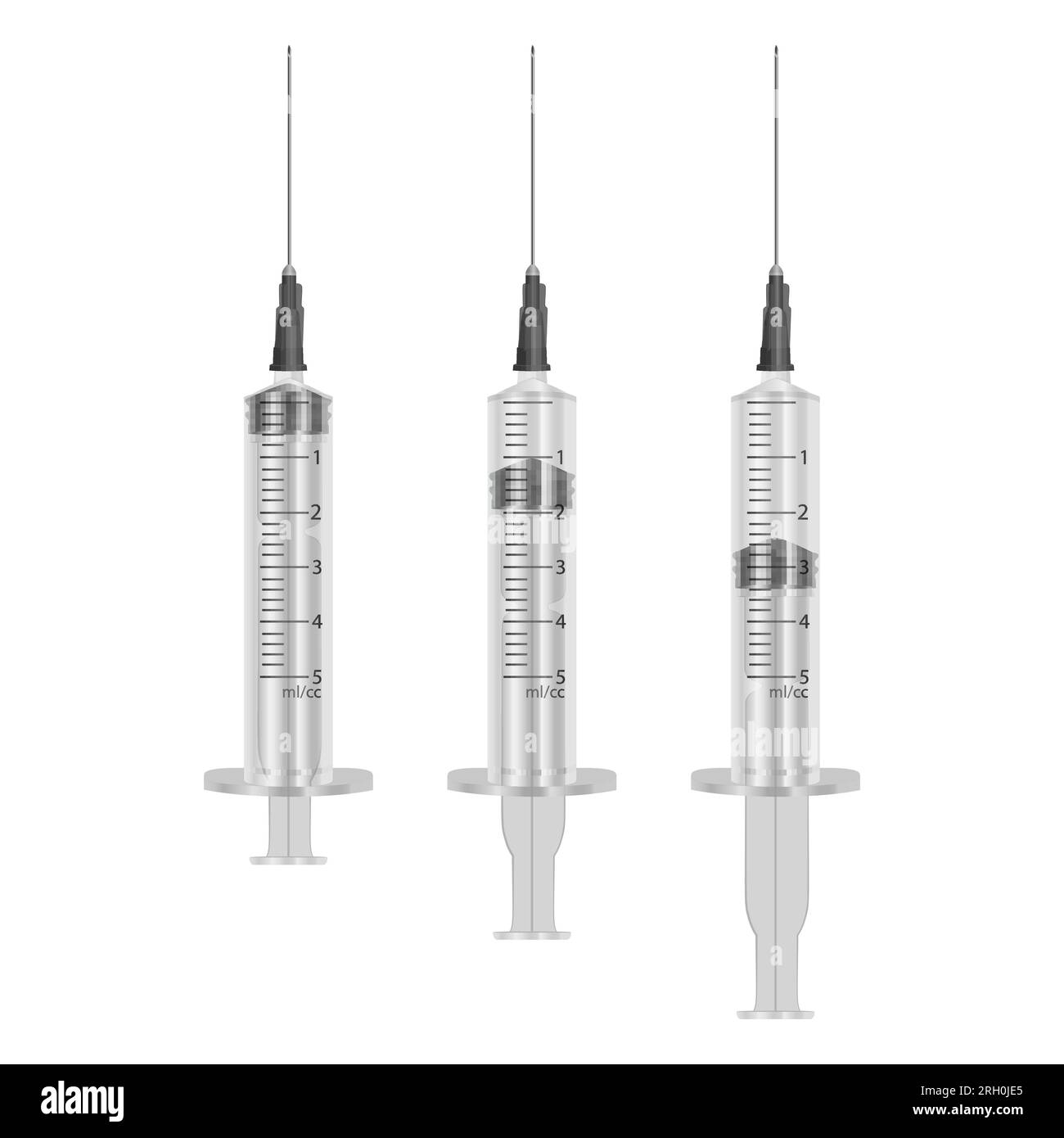 Set of medical syringes. Illustration of medical syringes with needles