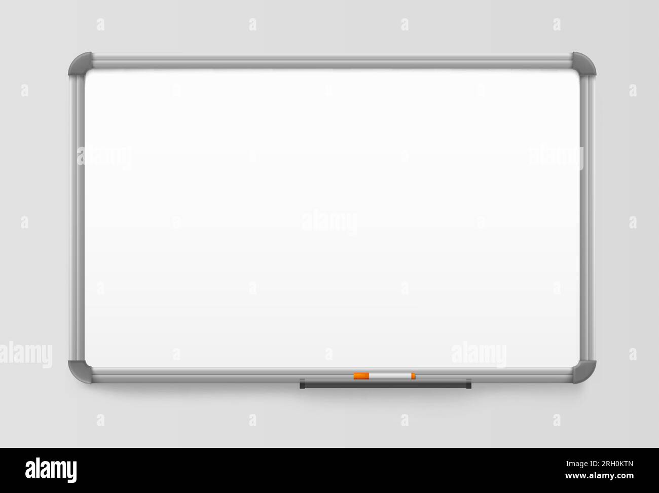 Whiteboard, realistic office board with plastic frame, vector 3D mockup