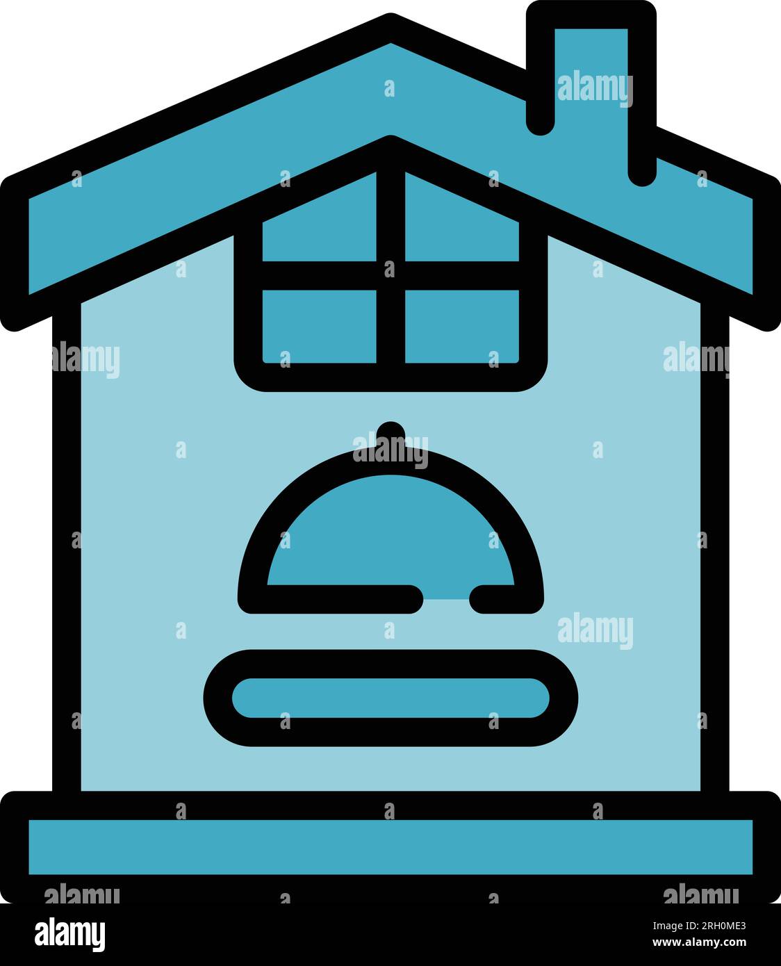 Kitchen self isolation icon outline vector. Online work. Remote area color flat Stock Vector