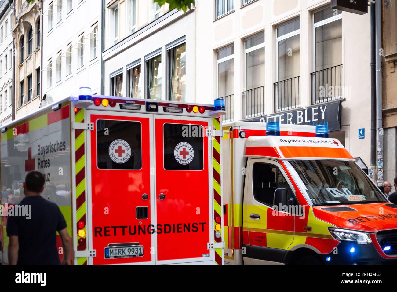 Munich, Germany. 12th Aug, 2023. Ambulance with Bluelight on August 12, 2023 in Munich, Germany. (Photo by Alexander Pohl/Sipa USA) Credit: Sipa USA/Alamy Live News Stock Photo