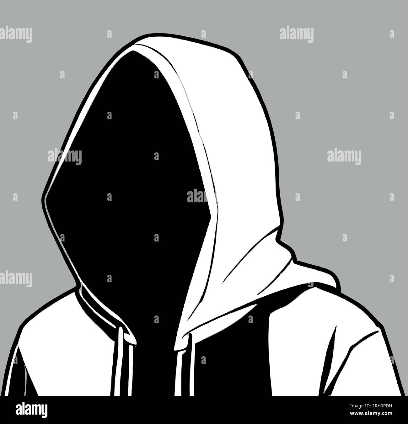 Silhouette of hacker wearing black hoodie sweatshirt. vector ...