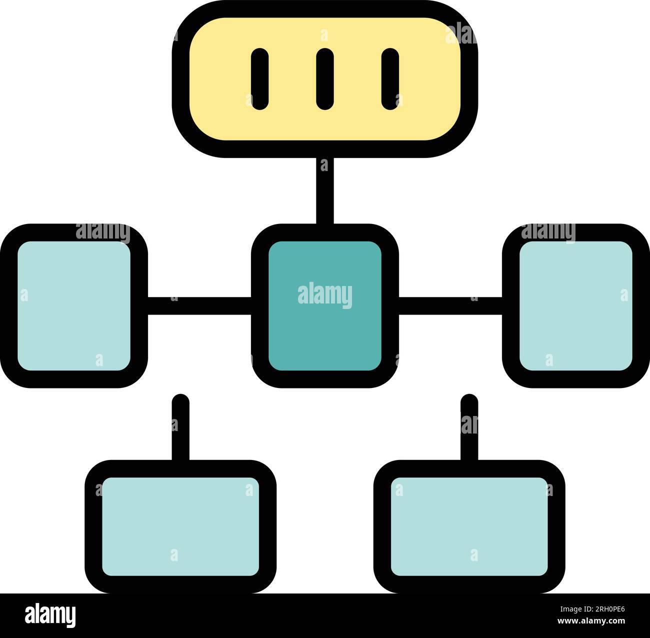 Flow scheme icon outline vector. Workflow process. Gear system color ...