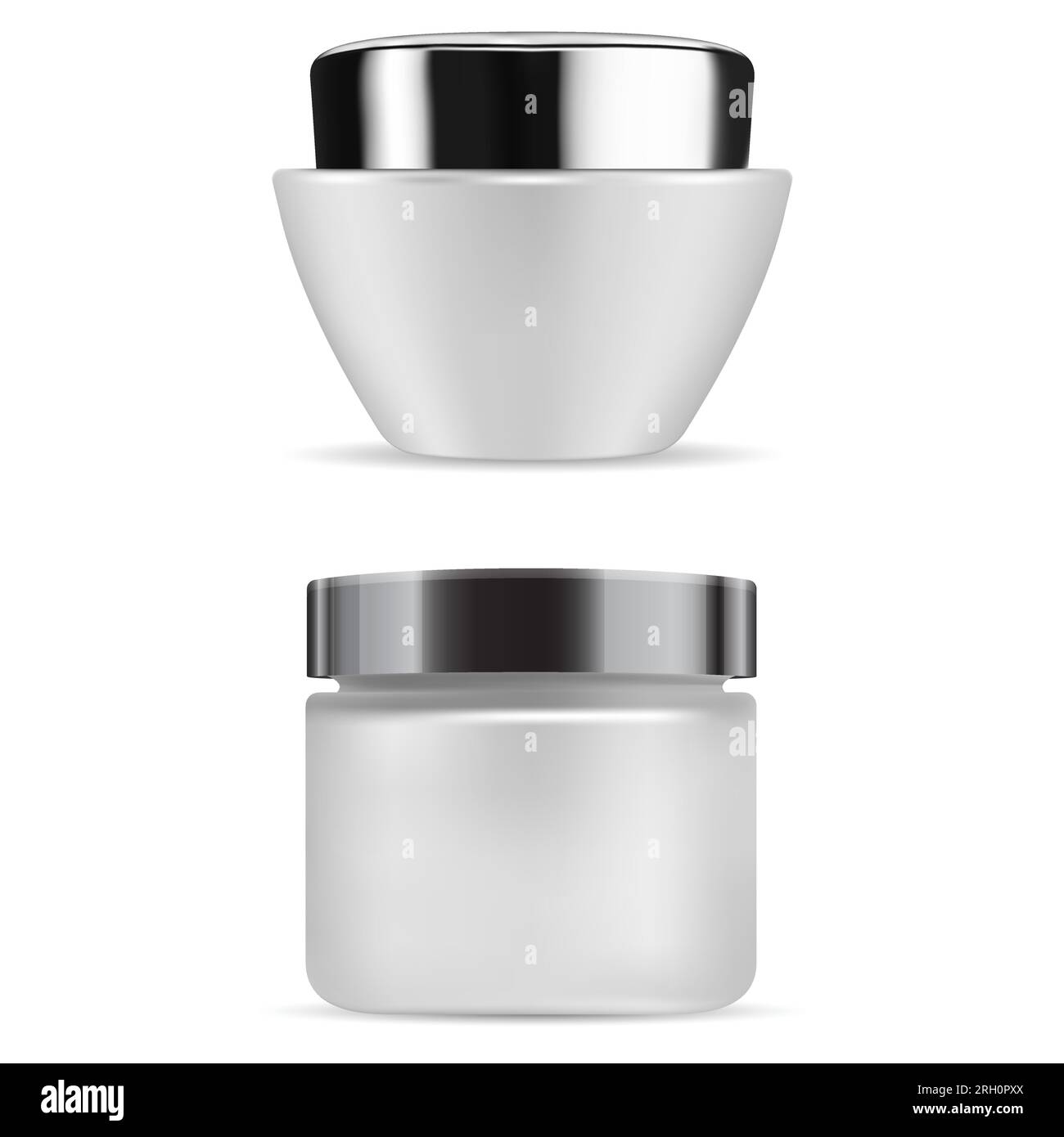 Cream jar. Cosmetic creme bottle matt glass container. Round cosmetic