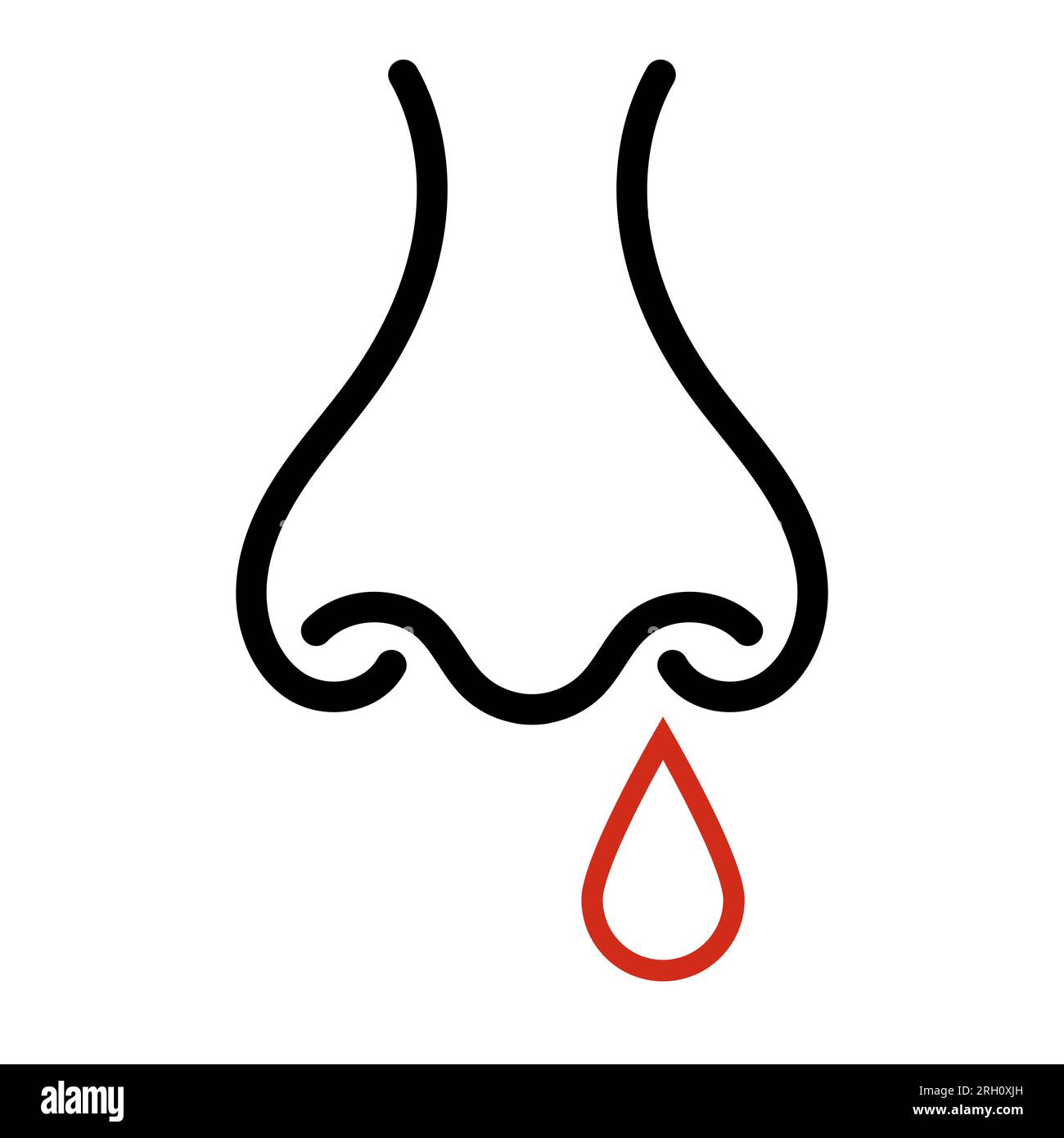 Bleeding from nose, nosebleed drops blood flow from nose Stock Vector
