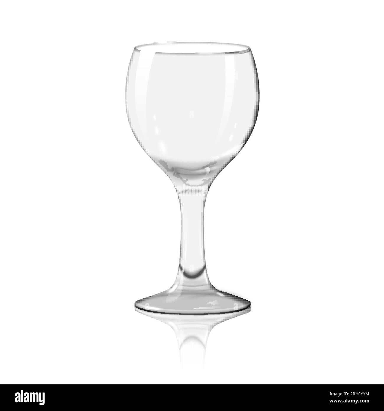 Blank transparent photo realistic isolated on white wine glass with