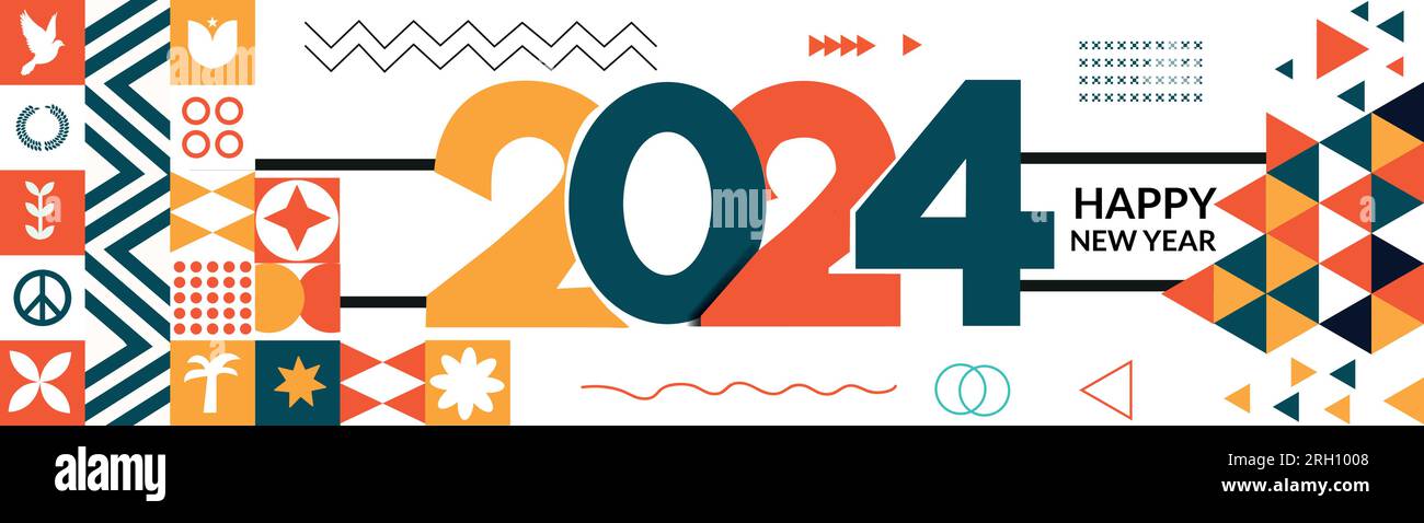 happy new year 2024 text design with modern calligraphy and dark ...