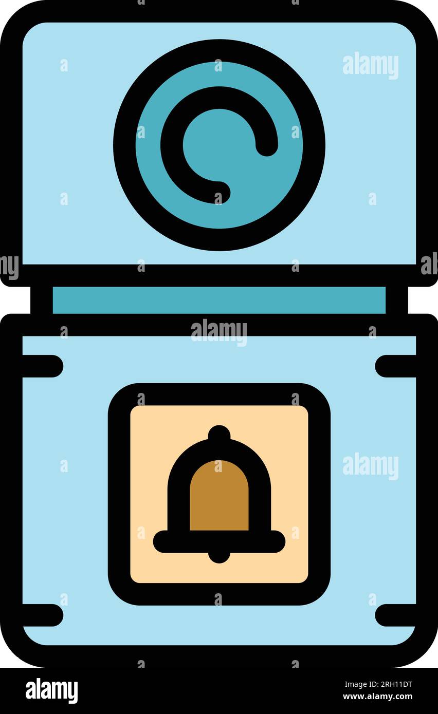 Video intercom system icon outline vector. Door bell. Security control color flat Stock Vector