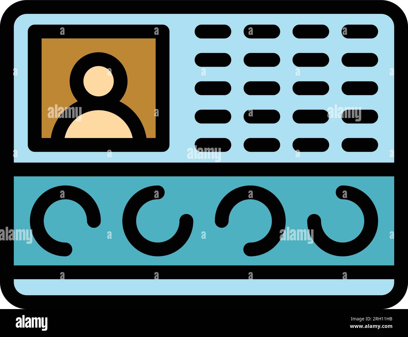 Video intercom security icon outline vector. Door system. Bell camera color flat Stock Vector