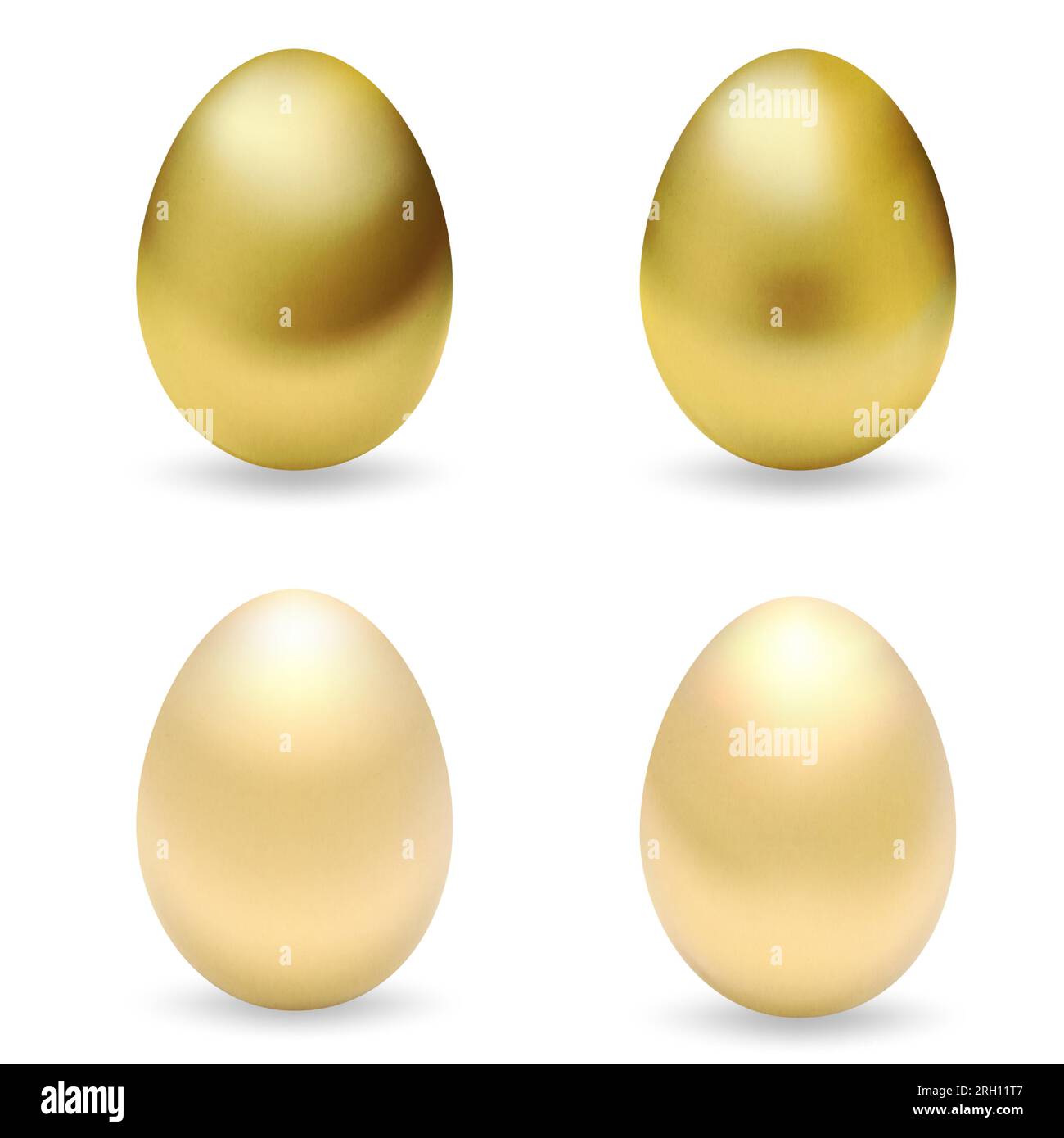 Realistic golden easter eggs. Set of gold 3d eggs. Realistic gold egg ...
