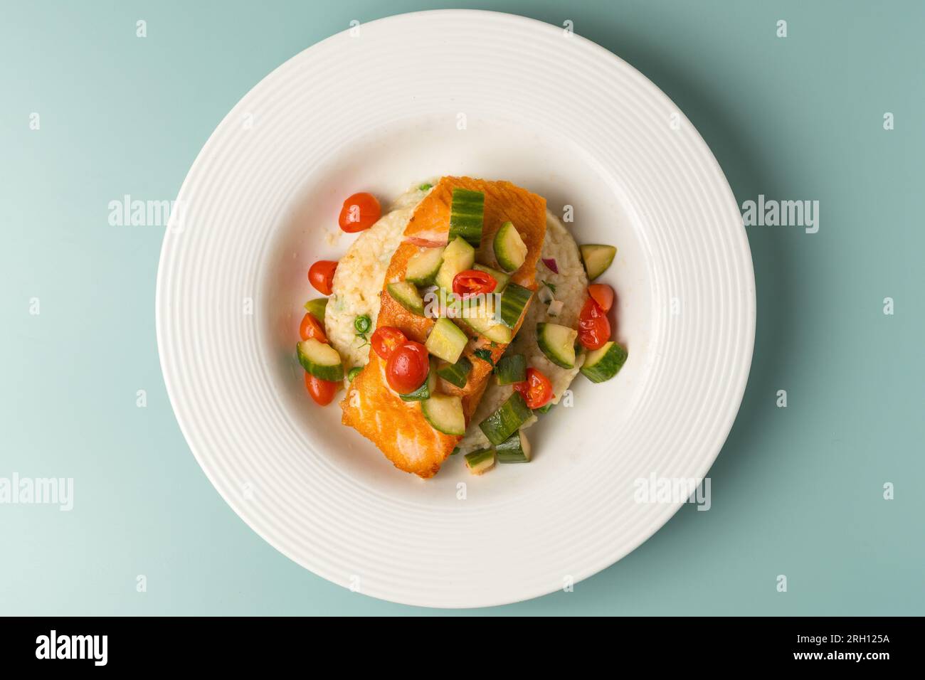 Salmon and vegetables Stock Photo