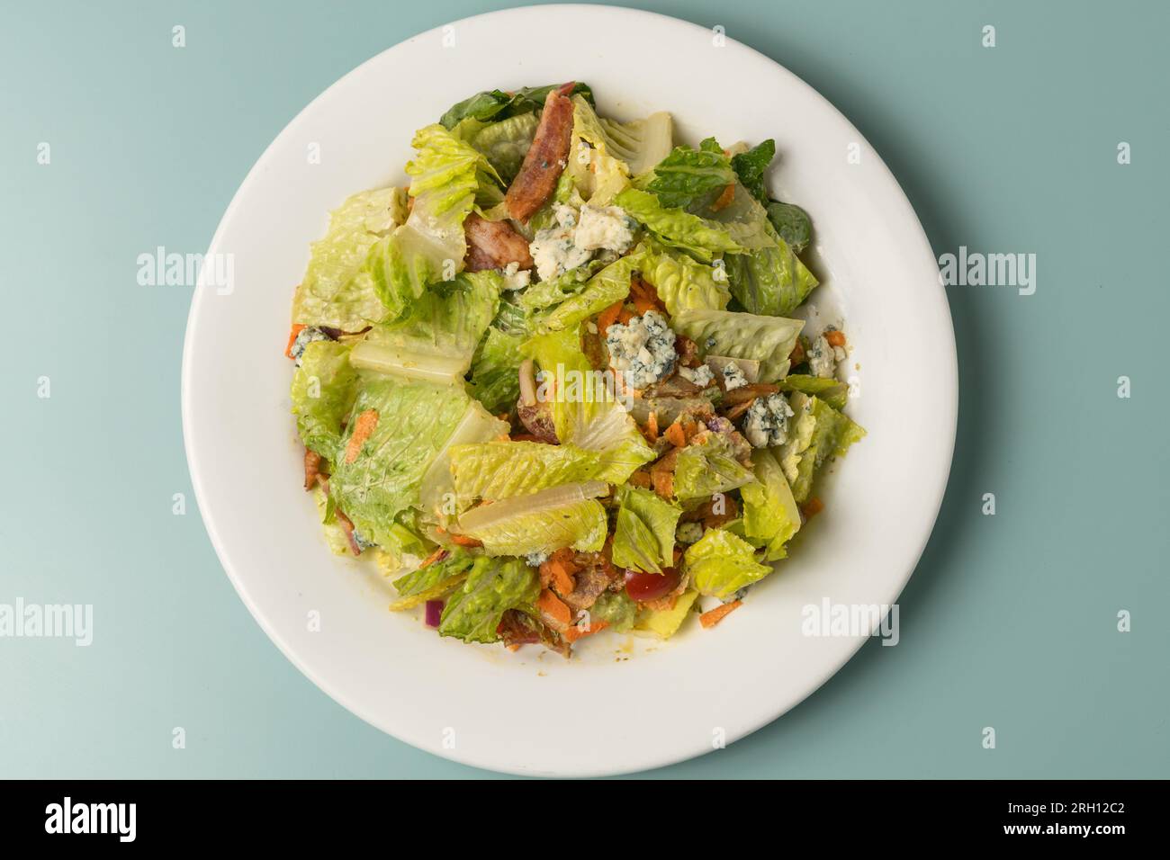 Salad with blue cheese and grilled chicken Stock Photo