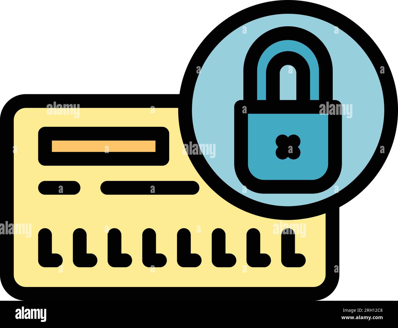 Secured bank card icon outline vector. Data secure. Safety password color flat Stock Vector