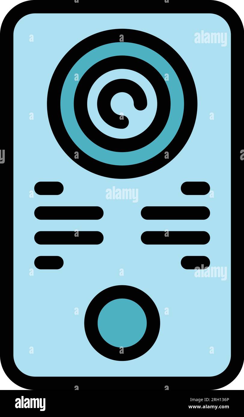 Entry video intercom icon outline vector. Electronic call. Door system color flat Stock Vector