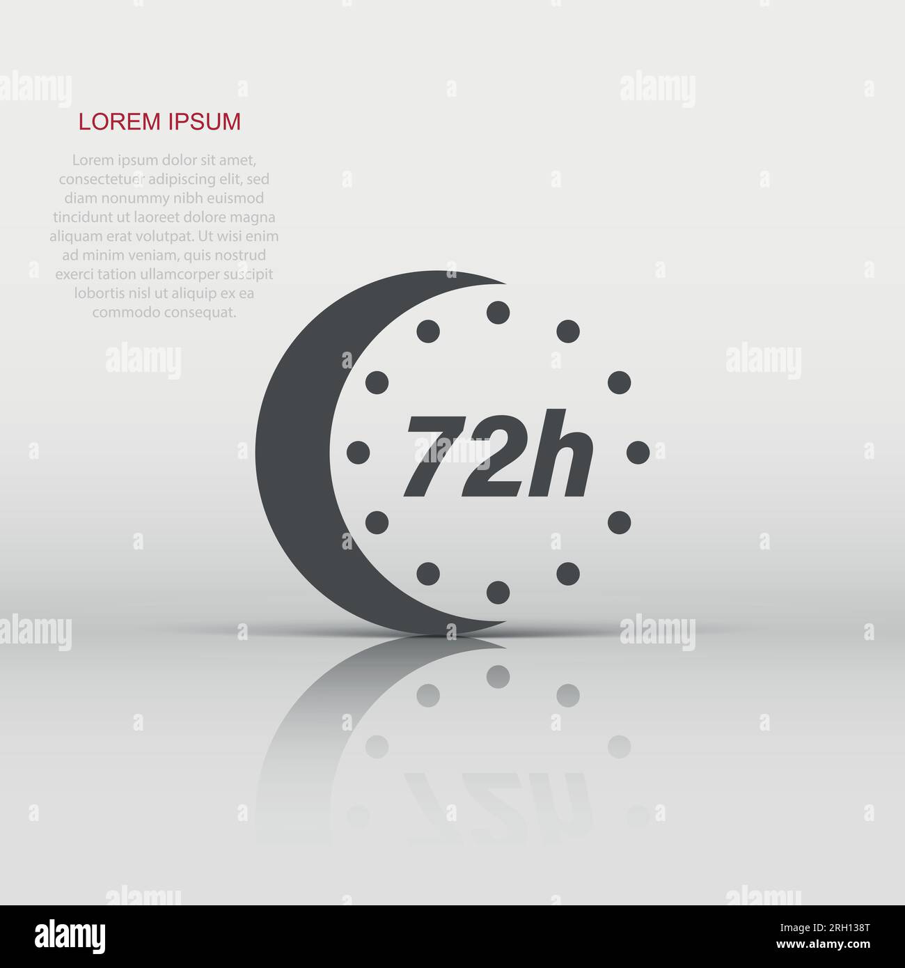 72 hour clock icon in flat style. Timer countdown vector illustration
