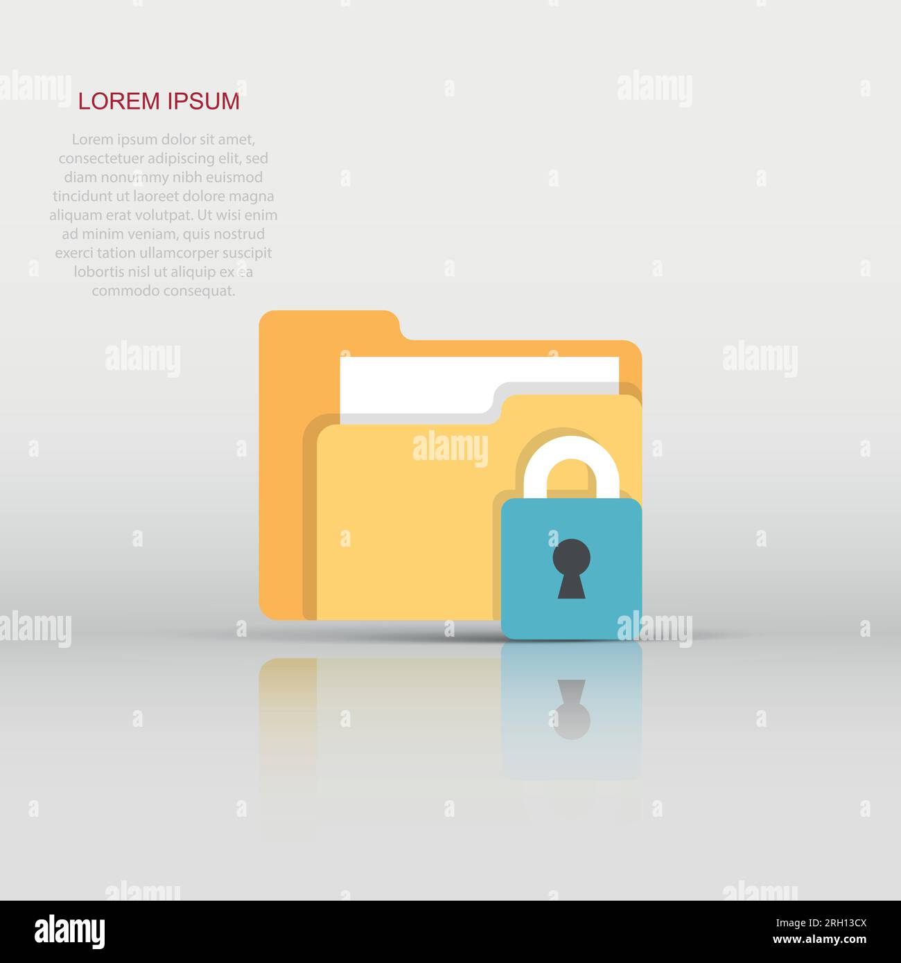 Files folder permission icon in flat style. Document access vector