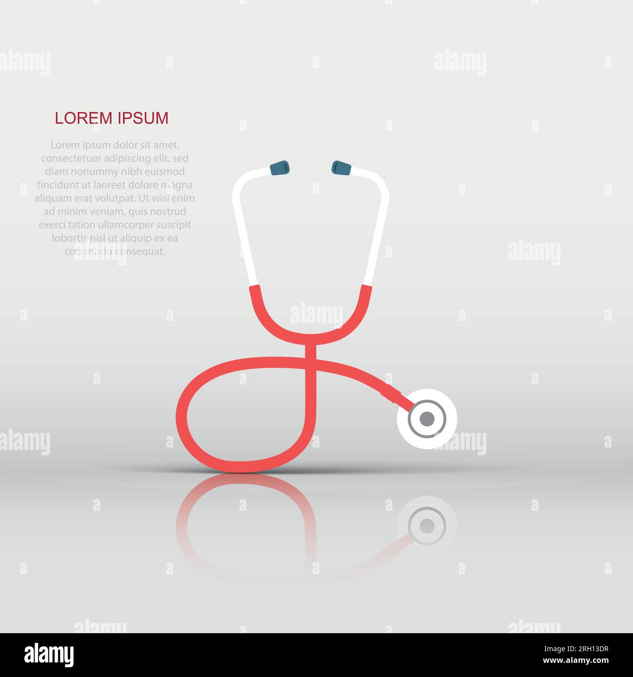 Stethoscope icon in flat style. Heart diagnostic vector illustration on ...