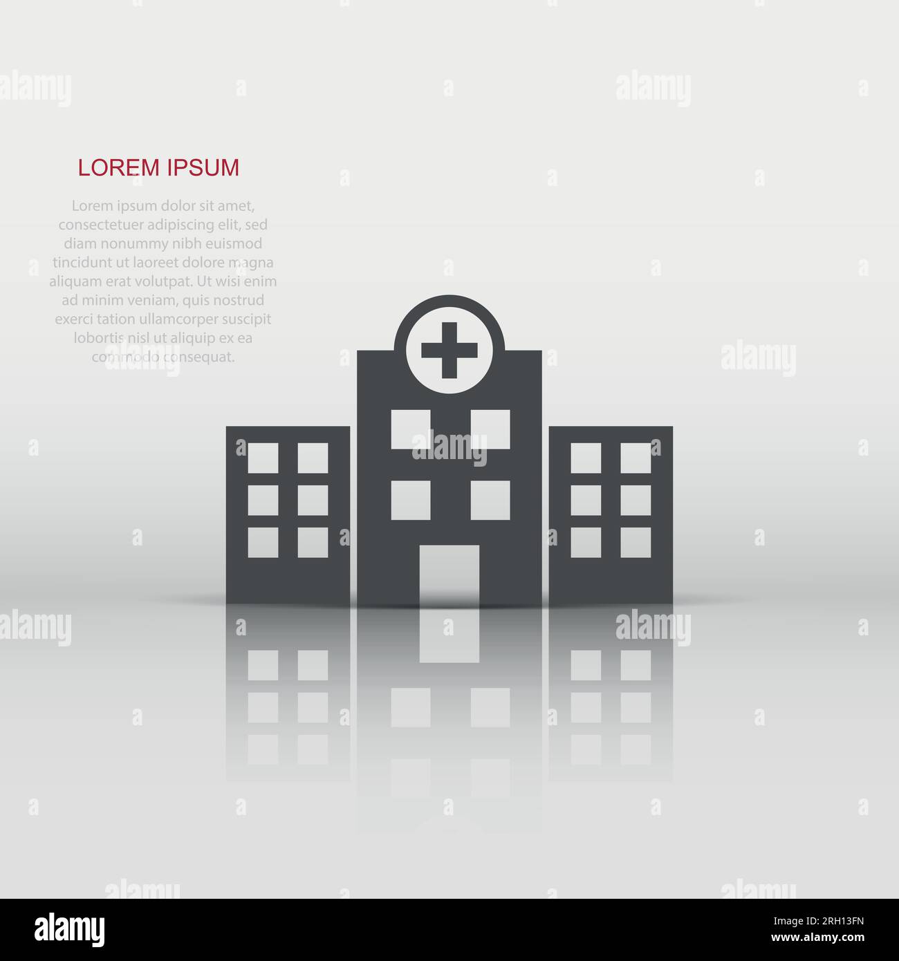 Hospital building icon in flat style. Medical clinic vector ...