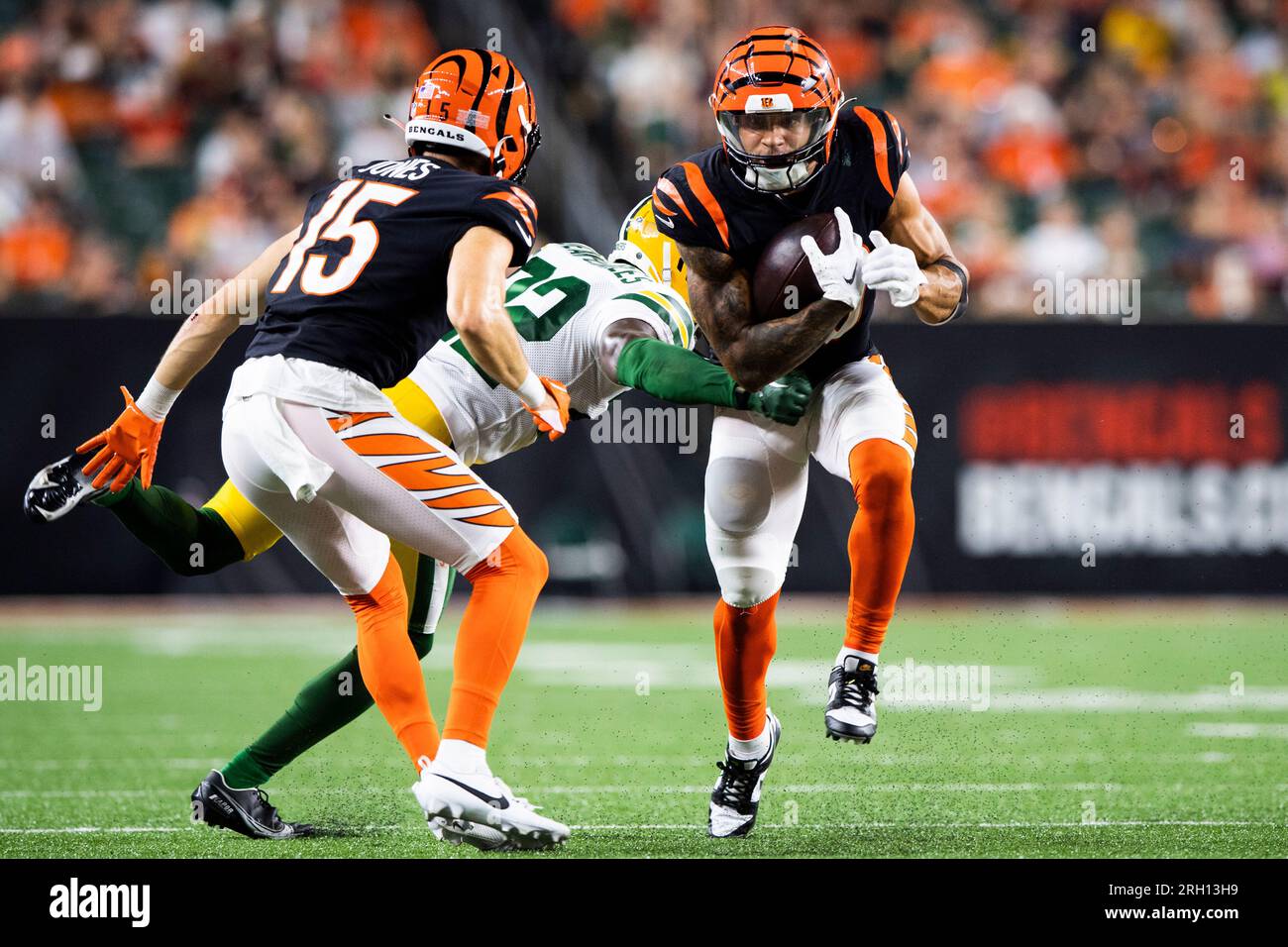 Cincinnati Bengals running back Chase Brown (30) lines up for the play  during a preseason NFL