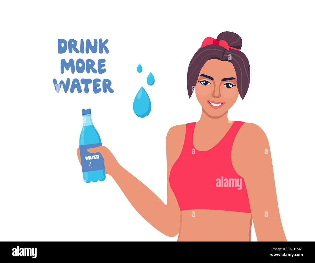 Attractive young woman holding plastic bottle of drinking water