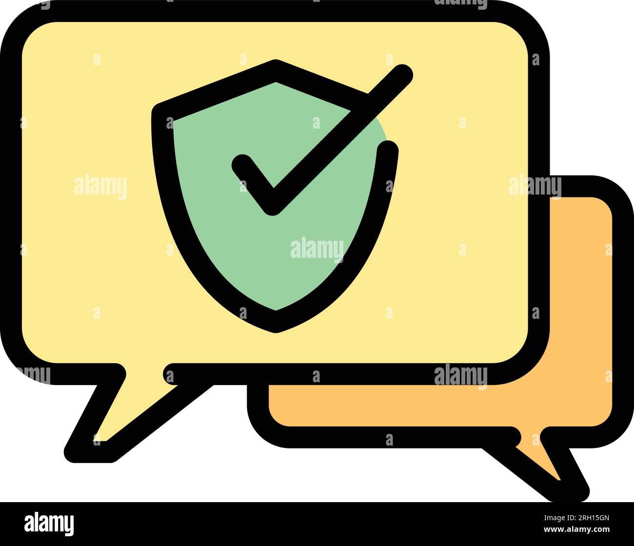 Secured chat icon outline vector. Antivirus data. Firewall safety color flat Stock Vector